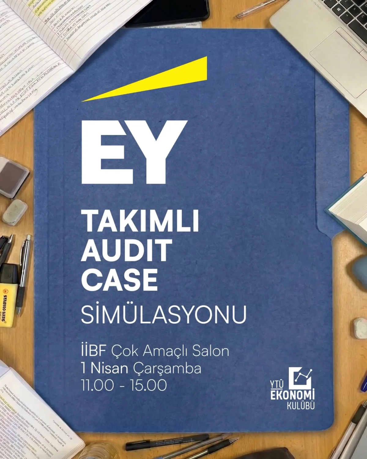 YTÜ Ekonomi Kulübü'nden Öğrencilere Fırsat: EY ile Denetim Vaka Çalışması Başvuruları Başladı YTÜ Ekonomi Kulübü'nden Öğrencilere Fırsat: EY ile Denetim Vaka Çalışması Başvuruları Başladı