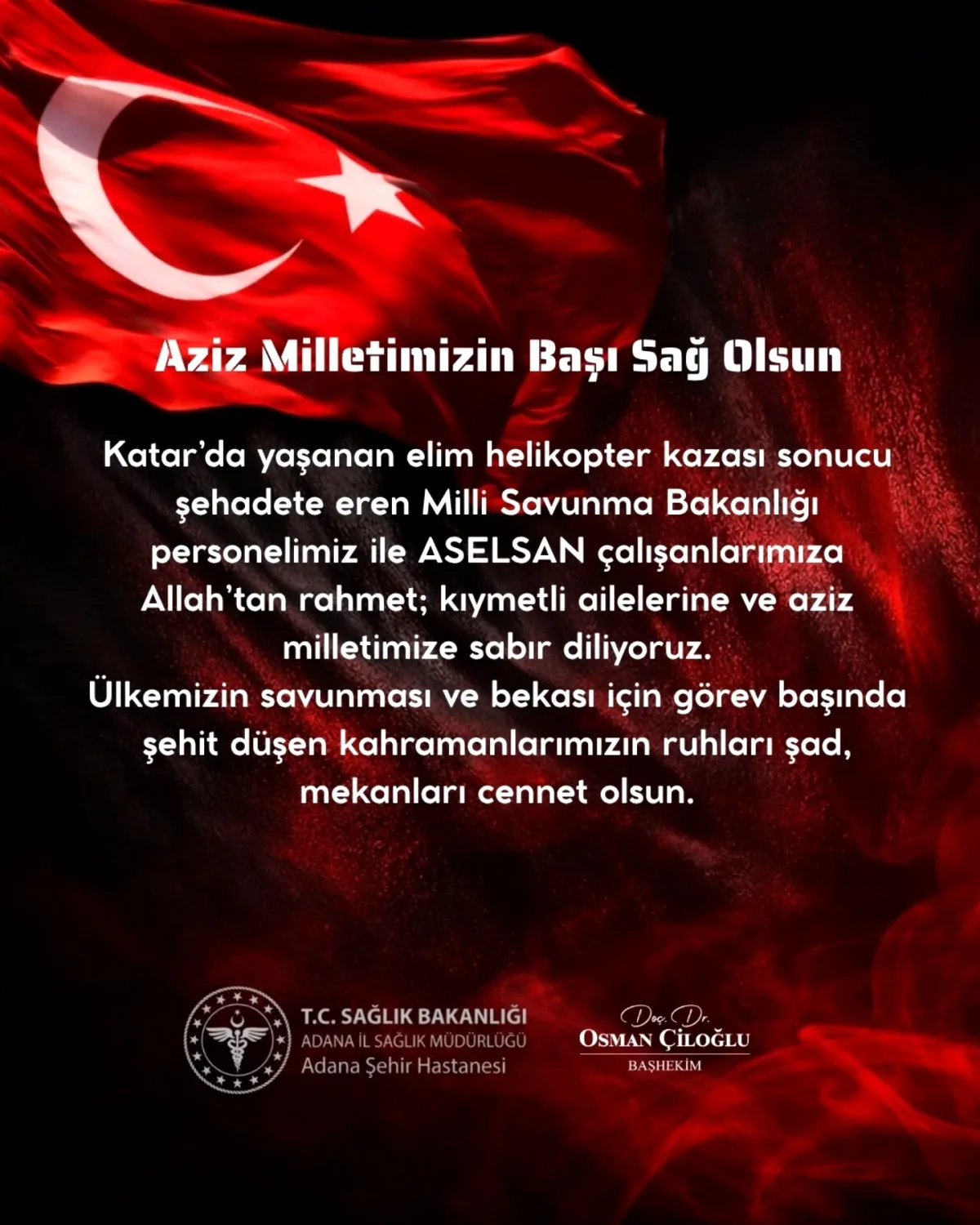 Adana Şehir Eğitim ve Araştırma Hastanesi'nden Mesaj Adana Şehir Eğitim ve Araştırma Hastanesi'nden Mesaj