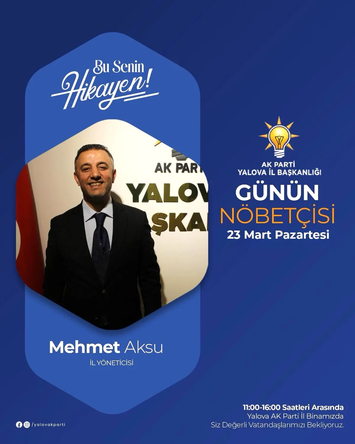 AK Parti Yalova İl Başkanlığı'nda Bugün Nöbetçi Kim? AK Parti Yalova İl Başkanlığı'nda Bugün Nöbetçi Kim?