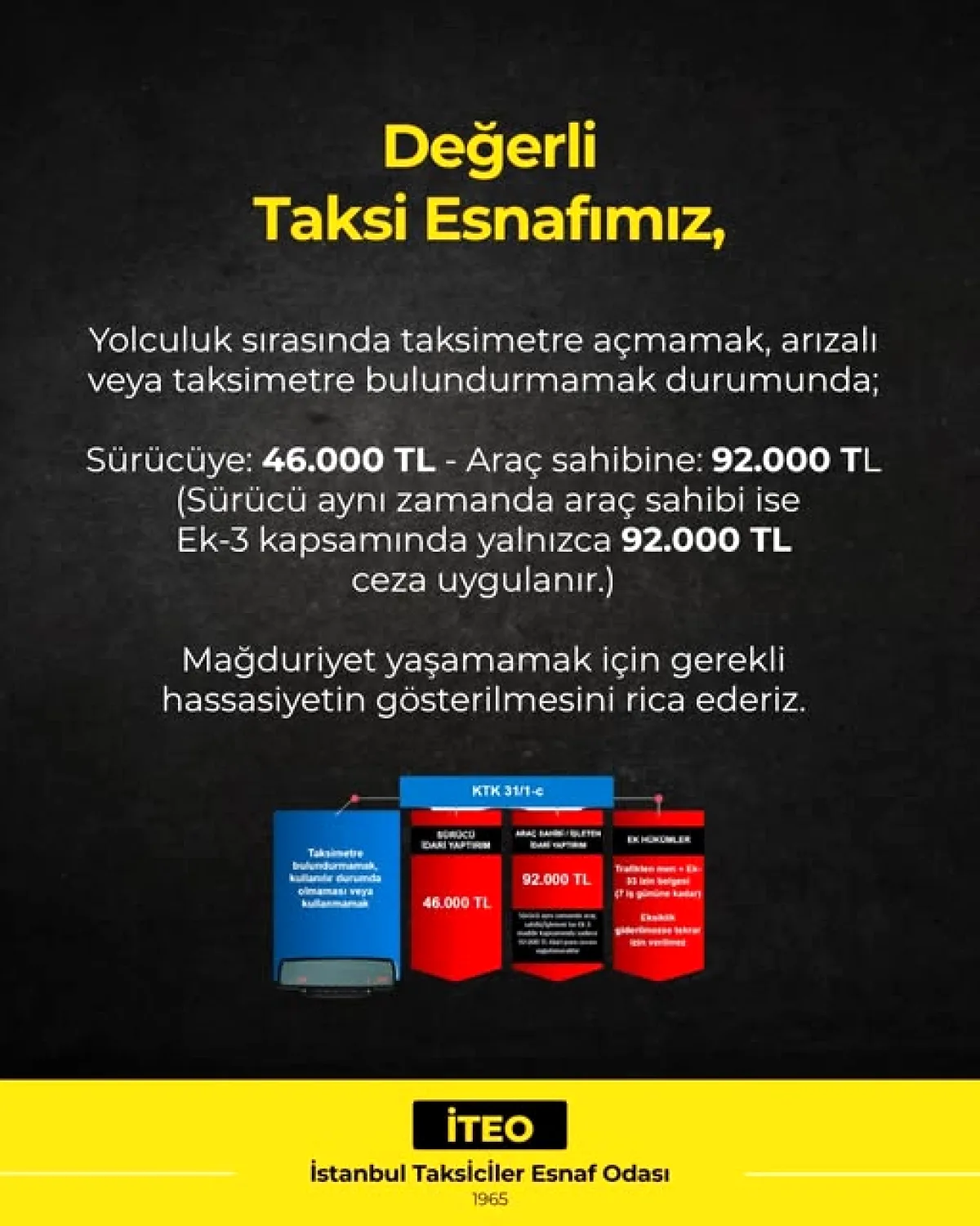 Taksicilere Yüksek Ceza Uyarısı Taksicilere Yüksek Ceza Uyarısı