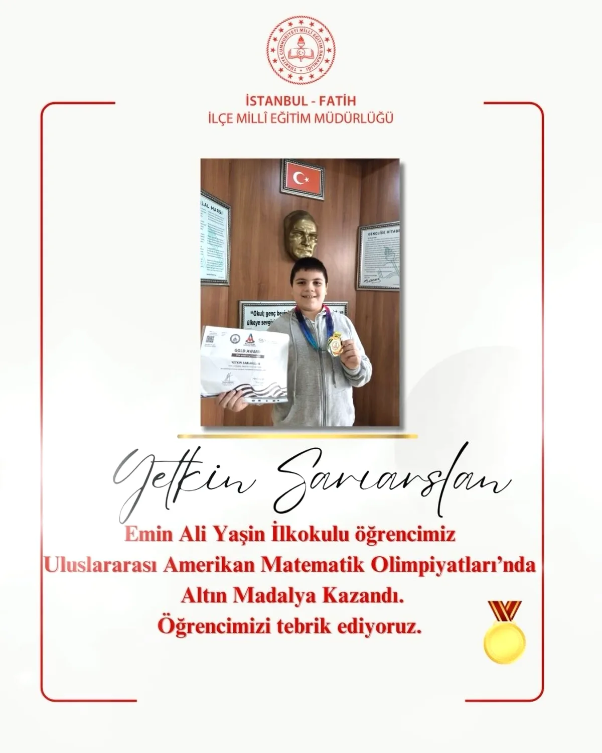Fatih'ten Genç Matematik Dehasından Uluslararası Başarı Fatih'ten Genç Matematik Dehasından Uluslararası Başarı
