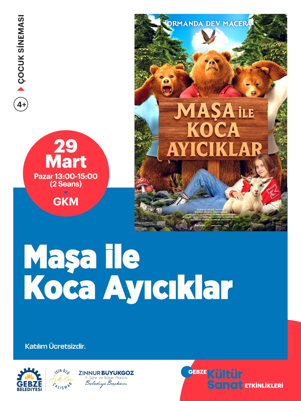 Maşa İle Koca Ayı Gebze'de! Ücretsiz Çocuk Sineması 29 Mart'ta Maşa İle Koca Ayı Gebze'de! Ücretsiz Çocuk Sineması 29 Mart'ta