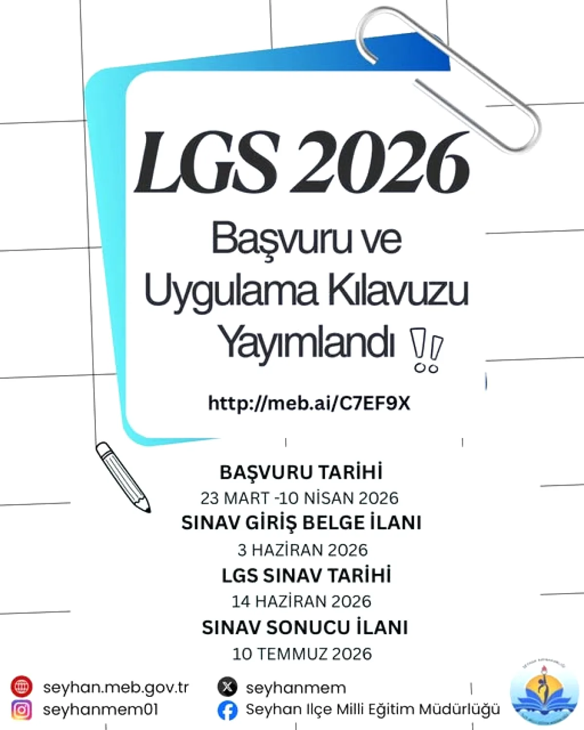 Seyhan'da LGS 2026 Başvuru Süreci Başladı: Son Tarih 10 Nisan Seyhan'da LGS 2026 Başvuru Süreci Başladı: Son Tarih 10 Nisan