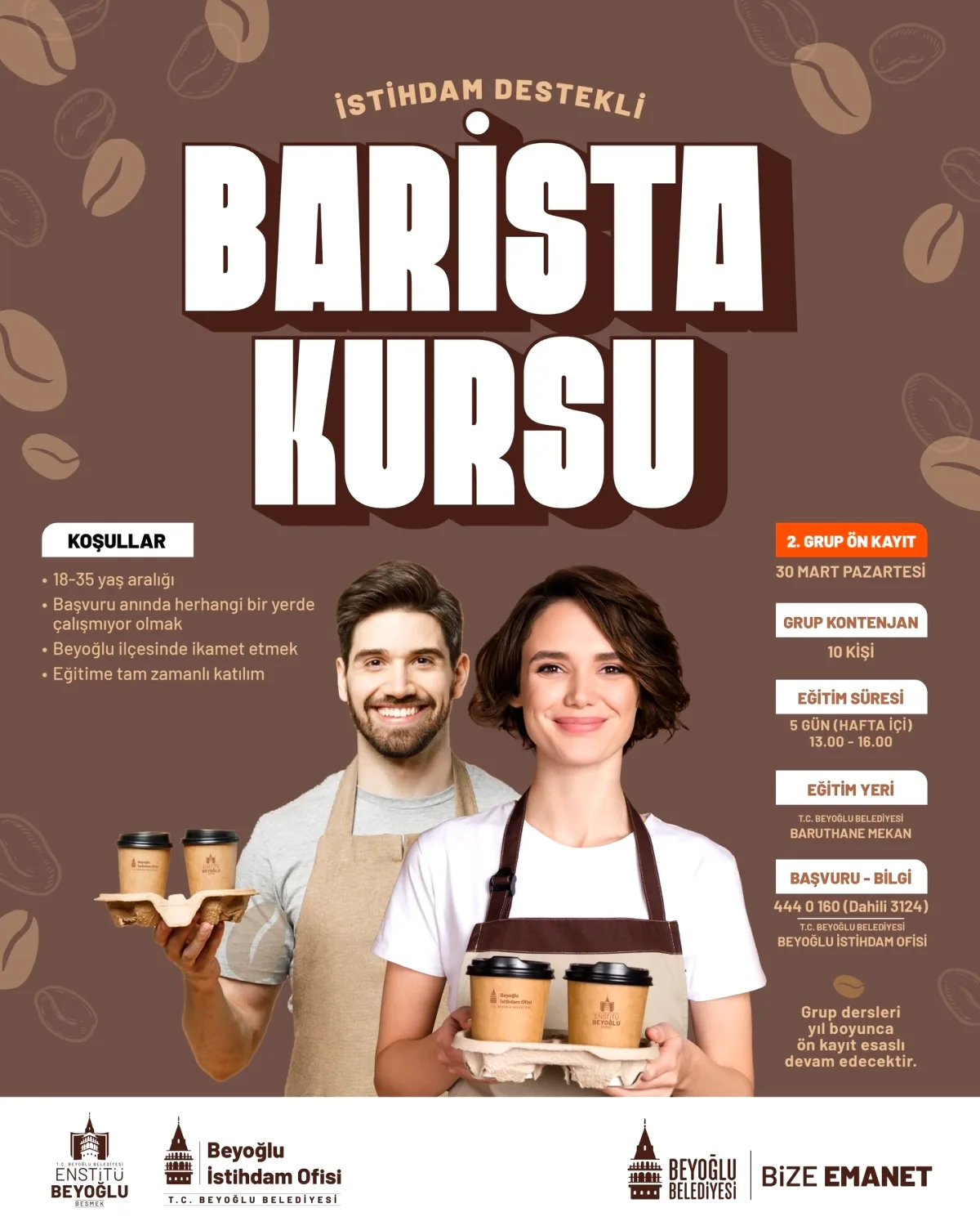Beyoğlu'nda Barista Kursu Fırsatı: 30 Mart'ta Başlıyor, Ön Kayıtlar Başladı Beyoğlu'nda Barista Kursu Fırsatı: 30 Mart'ta Başlıyor, Ön Kayıtlar Başladı