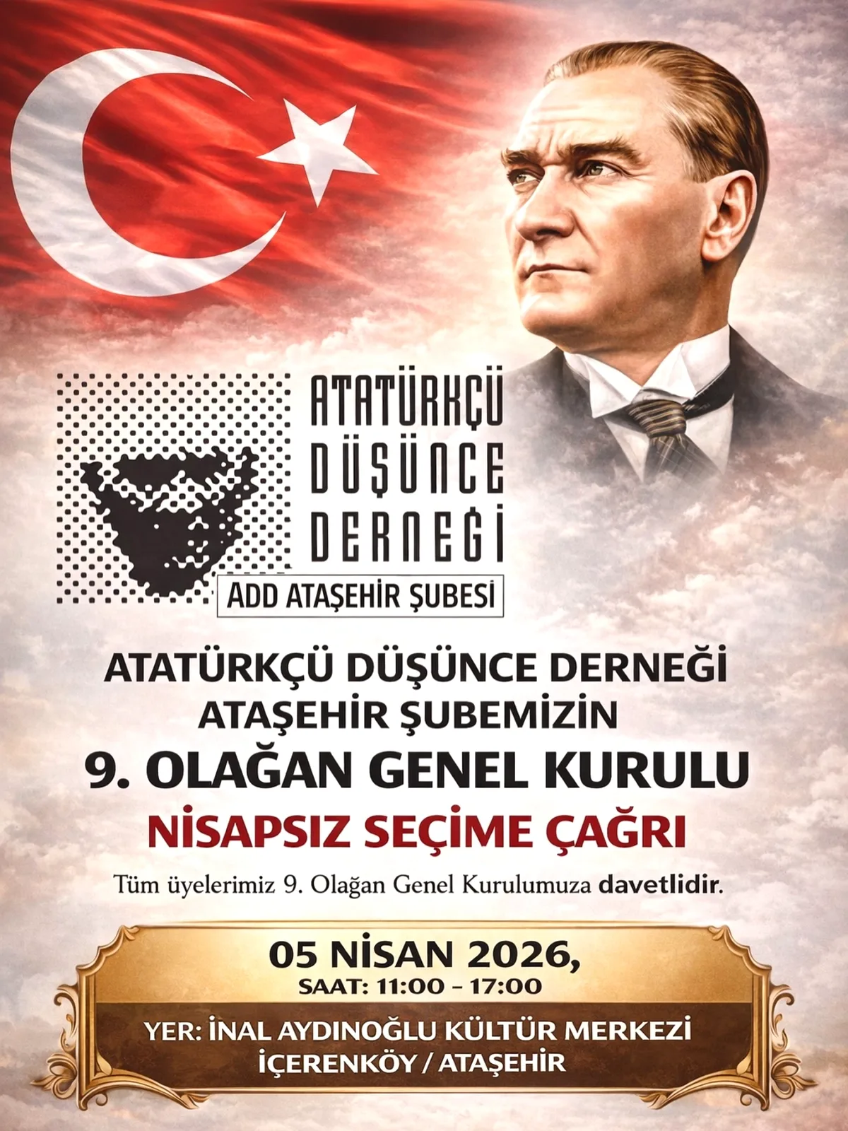 ADD Ataşehir Şubesi Üyelerini 9. Olağan Genel Kurula Çağırıyor – Katılım Koşulları Belli Oldu ADD Ataşehir Şubesi Üyelerini 9. Olağan Genel Kurula Çağırıyor – Katılım Koşulları Belli Oldu