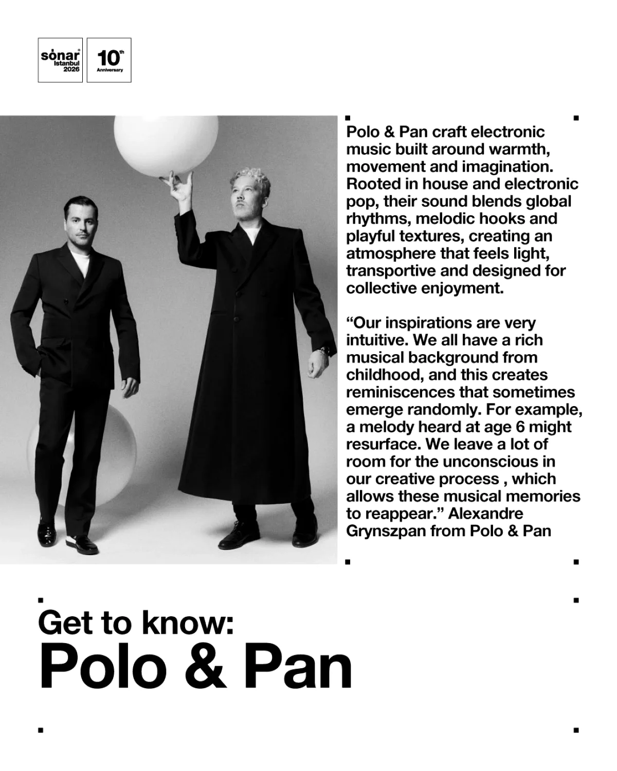 Polo & Pan, Sónar Istanbul 2026 Sahnesinde! 10. Yıl Kutlamasına Katılıyor Polo & Pan, Sónar Istanbul 2026 Sahnesinde! 10. Yıl Kutlamasına Katılıyor