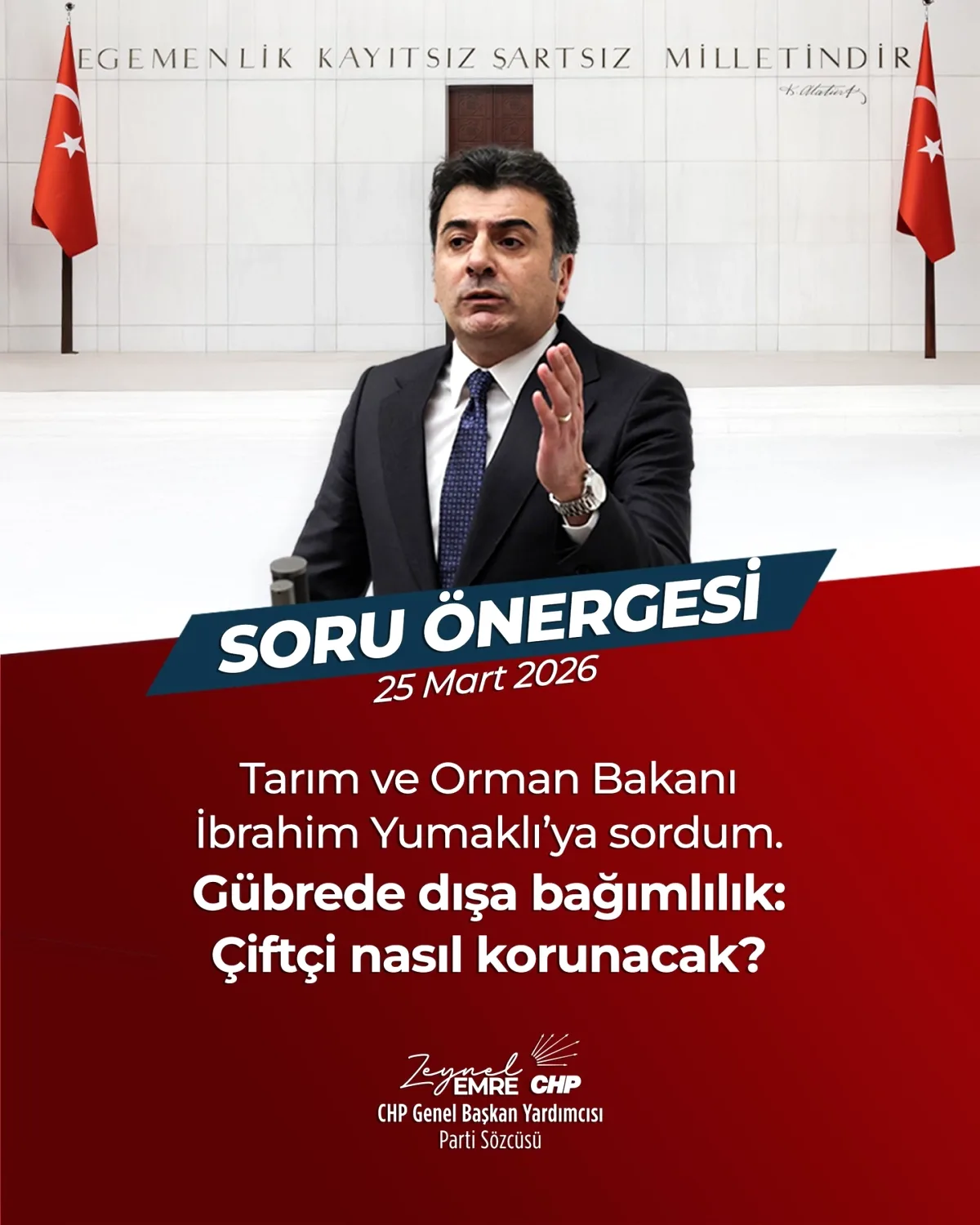 Zeynel Emre'den Yumaklı'ya Sert Soru: Gübrede %90 Bağımlılık Çiftçiyi Bitiriyor mu? Zeynel Emre'den Yumaklı'ya Sert Soru: Gübrede %90 Bağımlılık Çiftçiyi Bitiriyor mu?