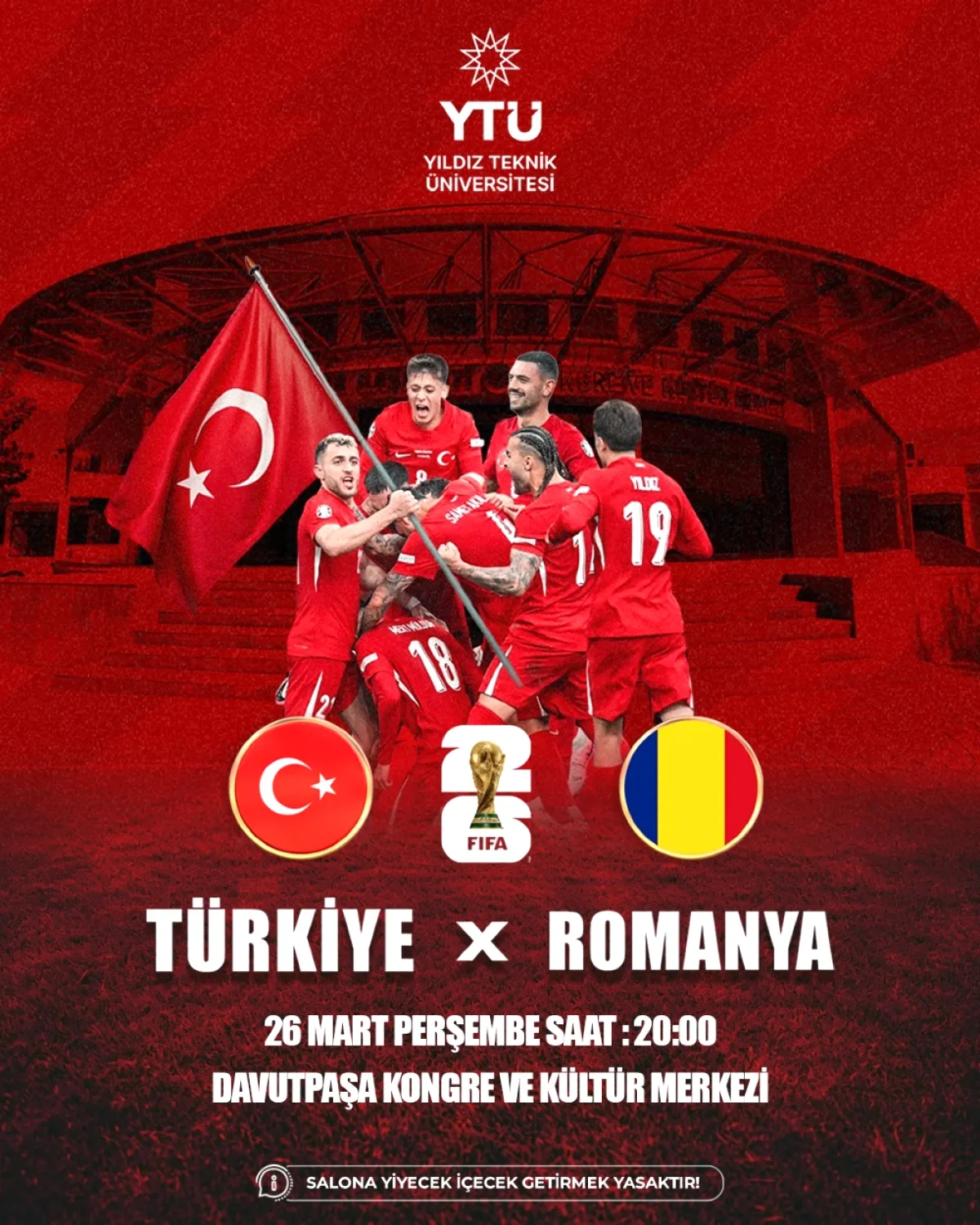 YTÜ'de Millî Maç Heyecanı: Türkiye-Romanya Maçı Dev Ekranda! YTÜ'de Millî Maç Heyecanı: Türkiye-Romanya Maçı Dev Ekranda!