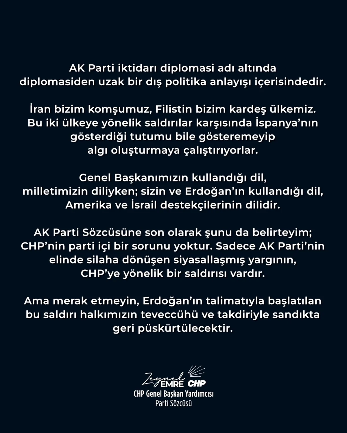 CHP'li Zeynel Emre: "AK Parti Dış Politika ve Yargı Saldırısını Sandıkta Geri Püskürteceğiz" CHP'li Zeynel Emre: "AK Parti Dış Politika ve Yargı Saldırısını Sandıkta Geri Püskürteceğiz"