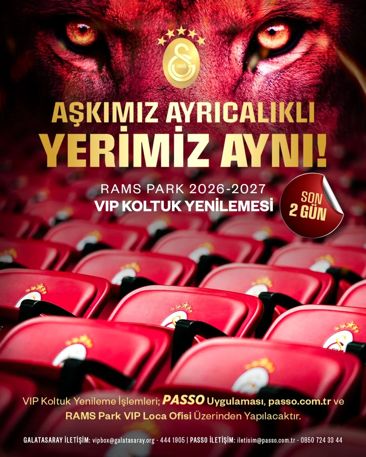 Galatasaray VIP Yenileme İçin Son 2 Gün! Galatasaray VIP Yenileme İçin Son 2 Gün!