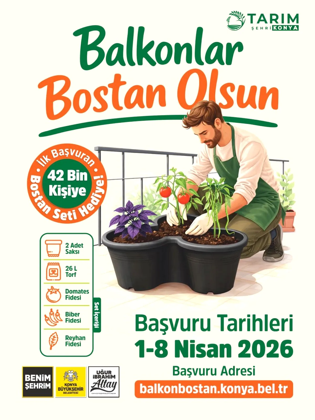 Konya'da 42 Bin Kişiye Ücretsiz Bostan Seti! 1-8 Nisan'a Kadar Başvuru Açık Konya'da 42 Bin Kişiye Ücretsiz Bostan Seti! 1-8 Nisan'a Kadar Başvuru Açık