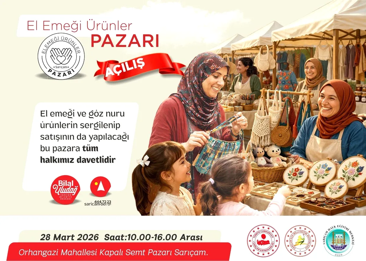 28 Mart'ta Sarıçam'da Kadınların El Emeği Ürünleri Pazarı Açılıyor! 28 Mart'ta Sarıçam'da Kadınların El Emeği Ürünleri Pazarı Açılıyor!