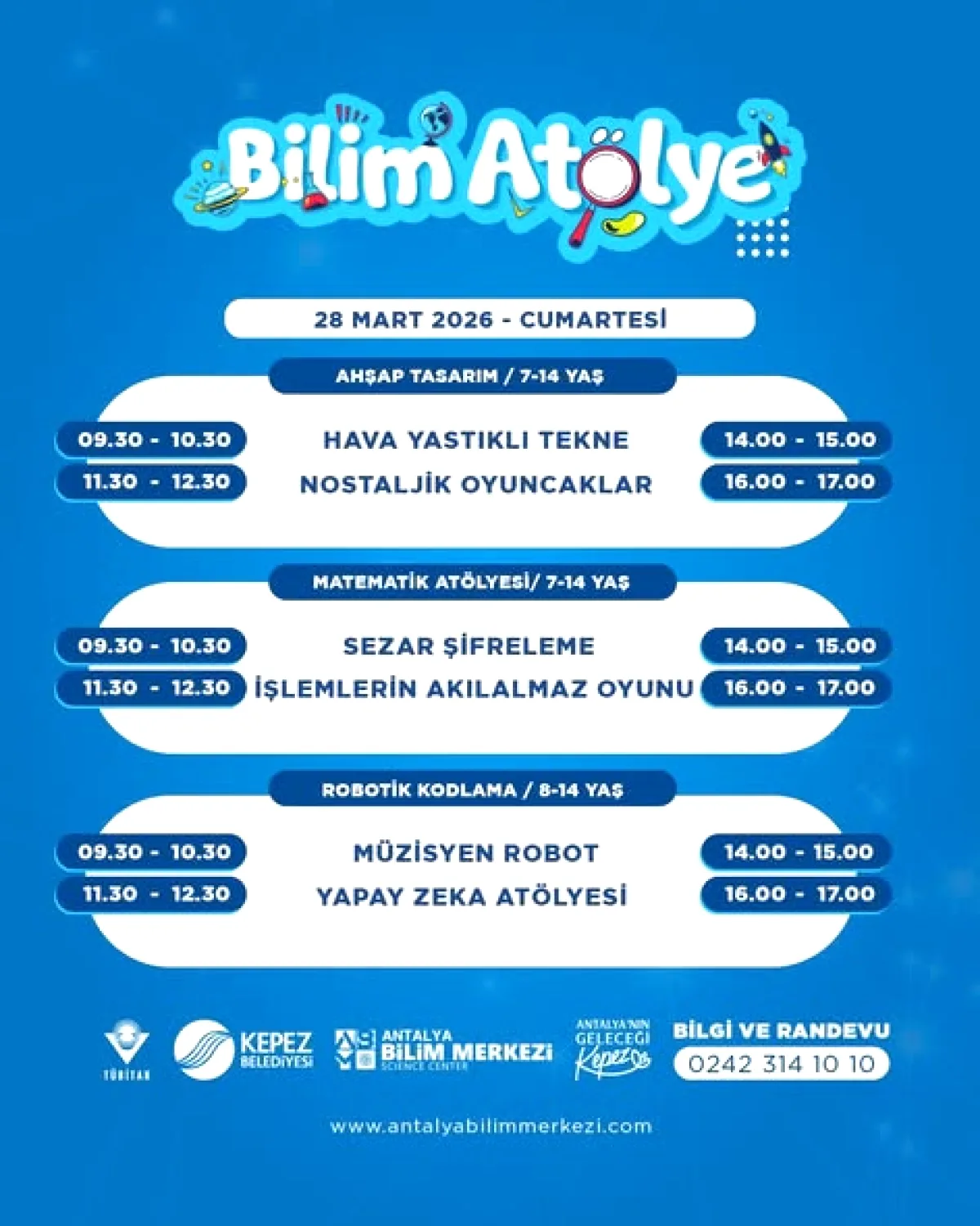 Antalya Bilim Merkezi'nde 28-29 Mart'ta Bilim Atölyeleri! Ücretsiz mi, Herkese Açık mı? Antalya Bilim Merkezi'nde 28-29 Mart'ta Bilim Atölyeleri! Ücretsiz mi, Herkese Açık mı?