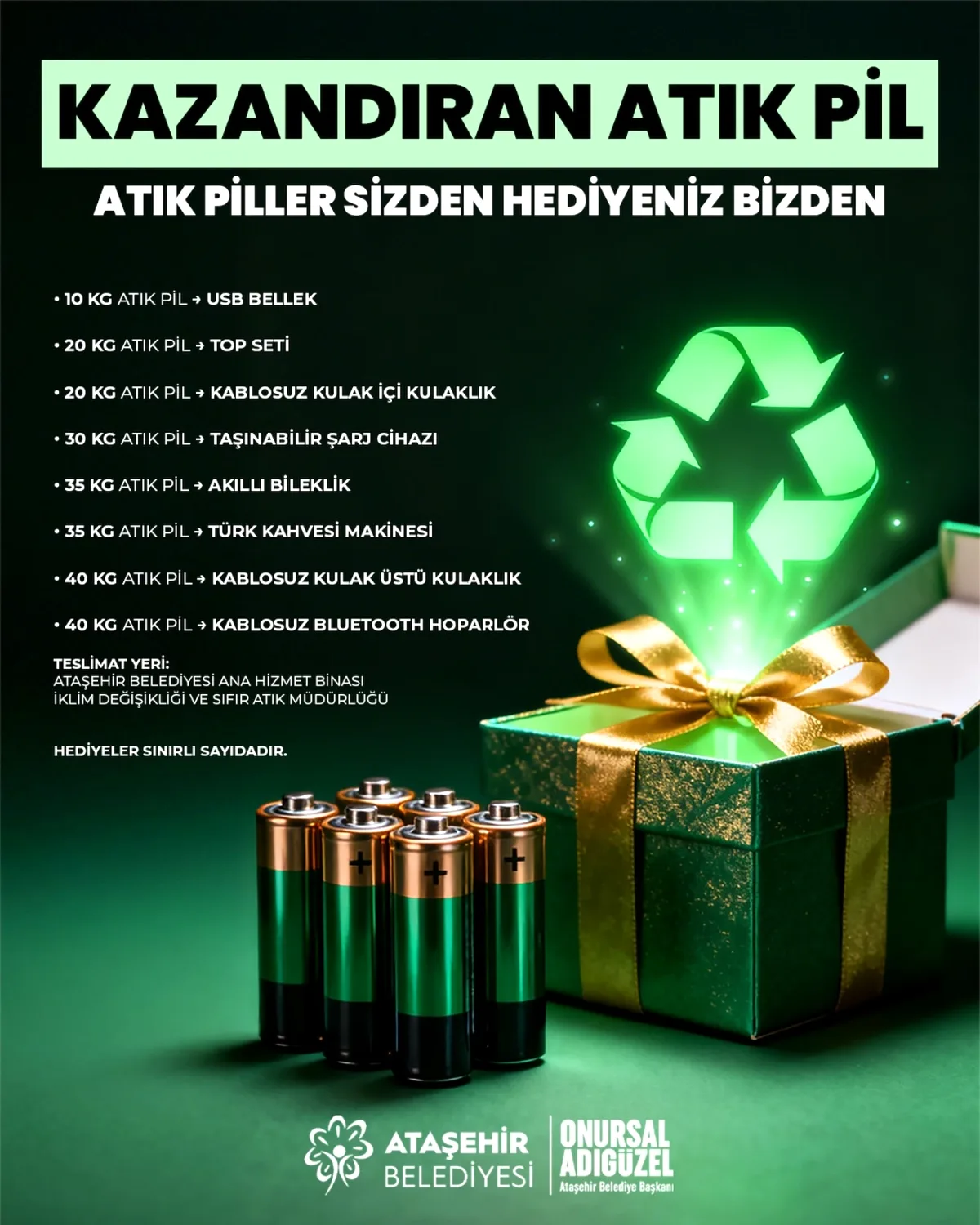 Atık Piller Getir, Hediye Kazan! Ataşehir'de Çevre Dostu Kampanya Atık Piller Getir, Hediye Kazan! Ataşehir'de Çevre Dostu Kampanya