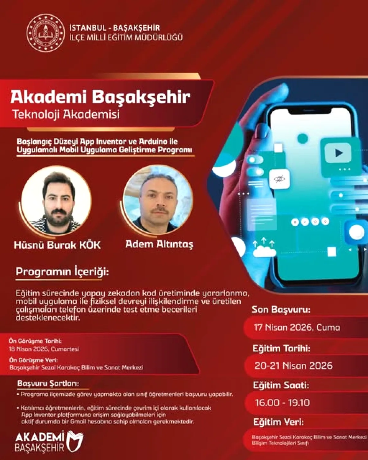 Başakşehir'de Öğretmenlere Özel Mobil Uygulama Geliştirme Programı Başakşehir'de Öğretmenlere Özel Mobil Uygulama Geliştirme Programı