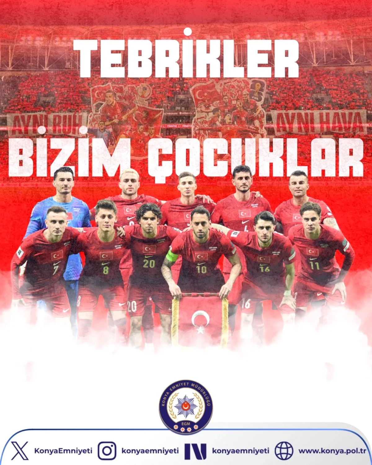 Konya'dan Milli Takıma Tebrik: Romanya 1-0 ile Finalde! Konya'dan Milli Takıma Tebrik: Romanya 1-0 ile Finalde!