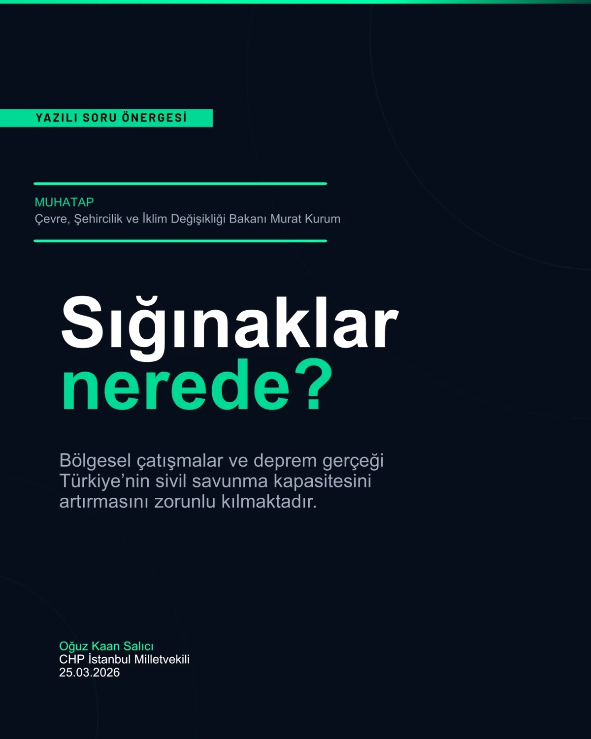 Savaş Riskleri Arttı, Ama Sığınaklar Niye Yok? CHP'li Salıcı Soru Sord Savaş Riskleri Arttı, Ama Sığınaklar Niye Yok? CHP'li Salıcı Soru Sord