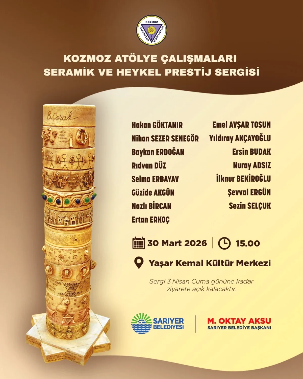 Sarıyer'de Seramik ve Heykel Prestij Sergisi 30 Mart'ta Açılıyor Sarıyer'de Seramik ve Heykel Prestij Sergisi 30 Mart'ta Açılıyor