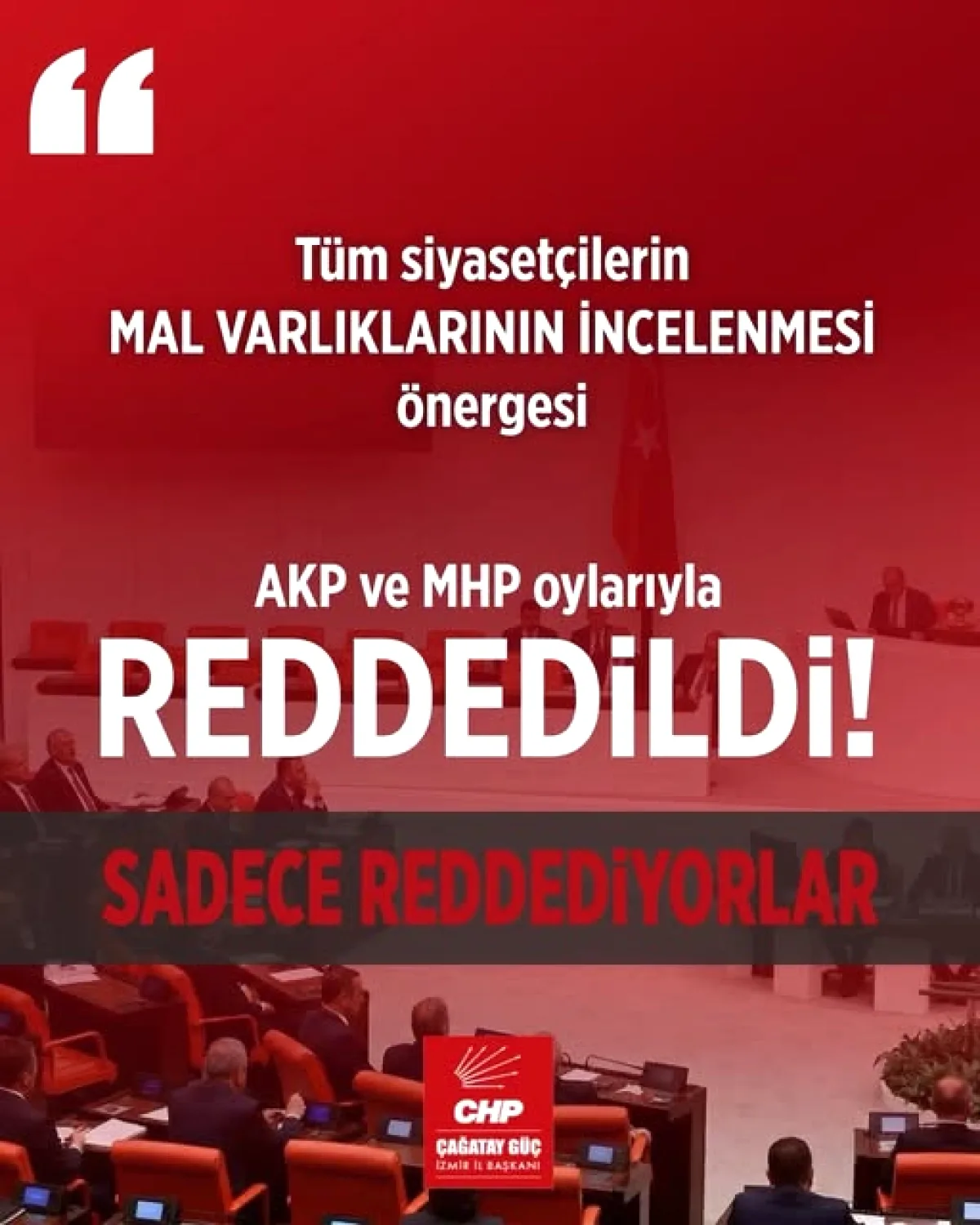 CHP'nin Mal Varlığı Önergesi Reddedildi CHP'nin Mal Varlığı Önergesi Reddedildi