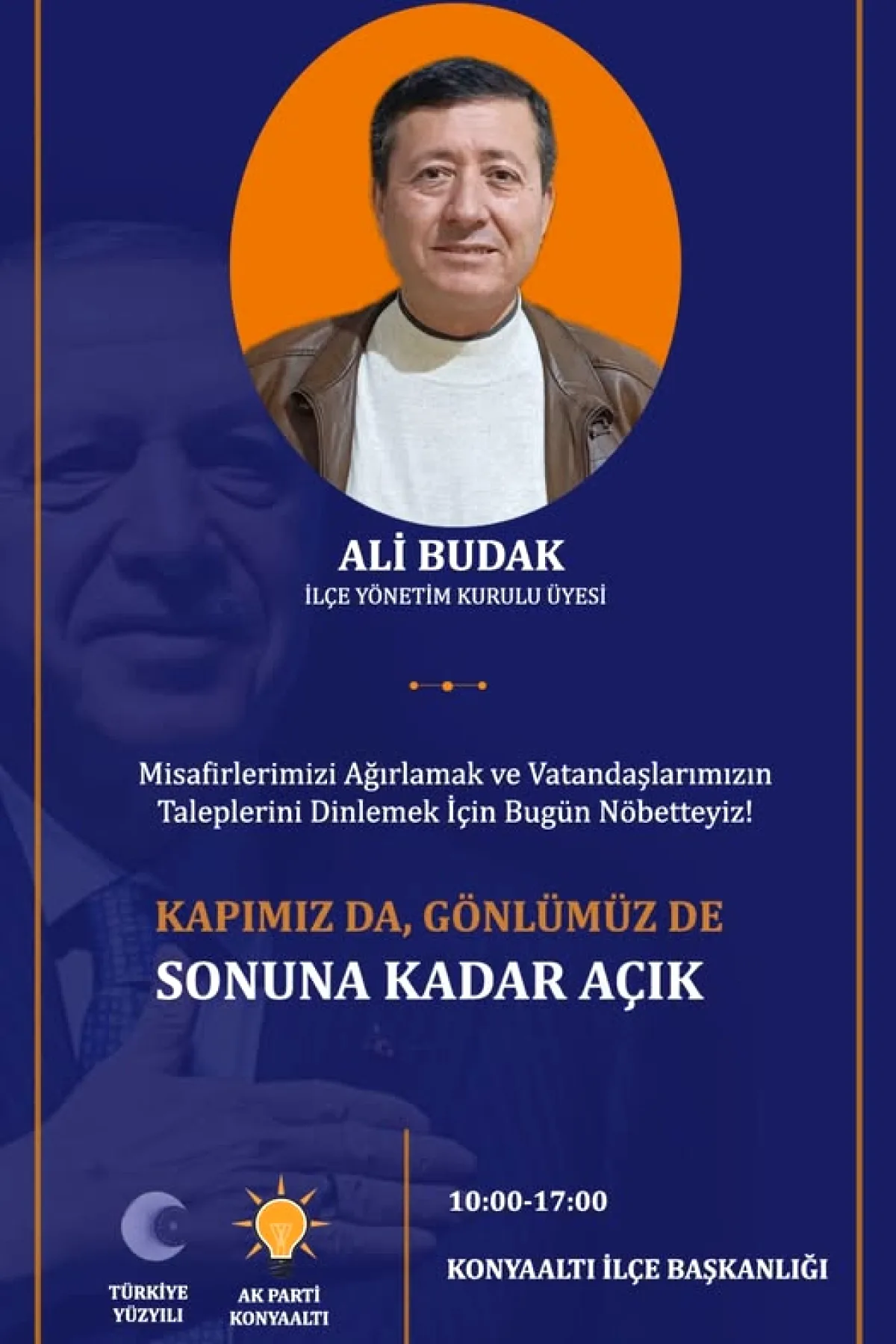 AK Parti Konyaaltı'nda Bugünkü Nöbetçi İsim Açıklandı AK Parti Konyaaltı'nda Bugünkü Nöbetçi İsim Açıklandı