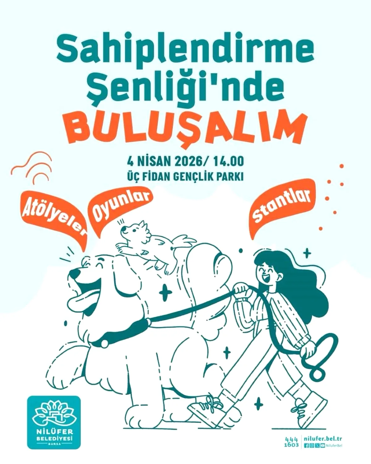 Nilüfer'de Sahiplendirme Şenliği! 4 Nisan'da Atölyeler ve Oyunlar Nilüfer'de Sahiplendirme Şenliği! 4 Nisan'da Atölyeler ve Oyunlar