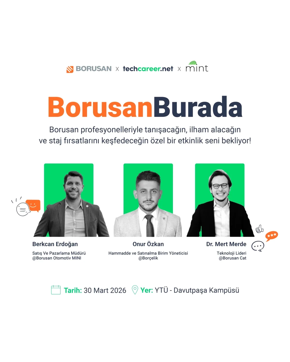 Borusan Burada YTÜ'de: Kariyer Etkinliği ve Özel Staj Kontenjanı Borusan Burada YTÜ'de: Kariyer Etkinliği ve Özel Staj Kontenjanı