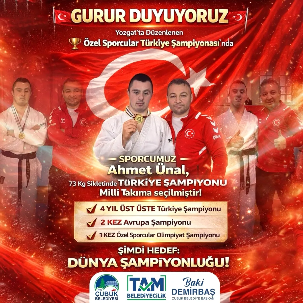 Çubuk'un Gururu Ahmet Ünal, 4. Kez Üst Üste Türkiye Şampiyonu Oldu Çubuk'un Gururu Ahmet Ünal, 4. Kez Üst Üste Türkiye Şampiyonu Oldu