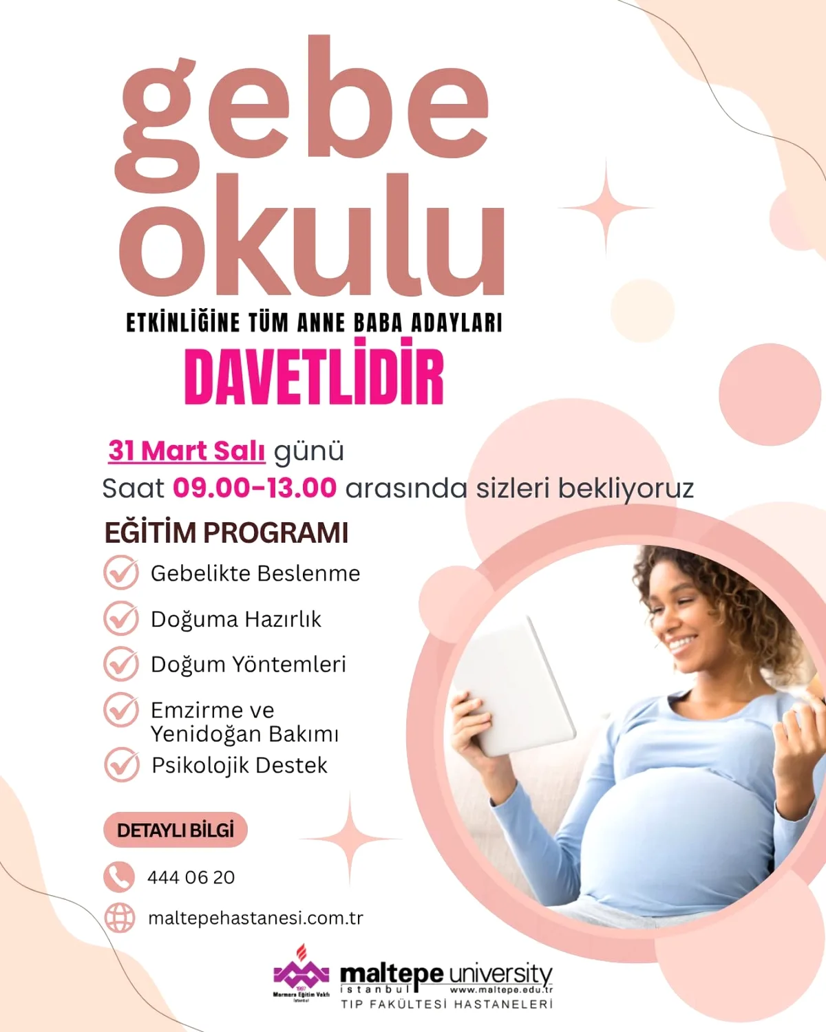 Maltepe'de Gebelik Okulu: 31 Mart'ta Ücretsiz Eğitim Maltepe'de Gebelik Okulu: 31 Mart'ta Ücretsiz Eğitim