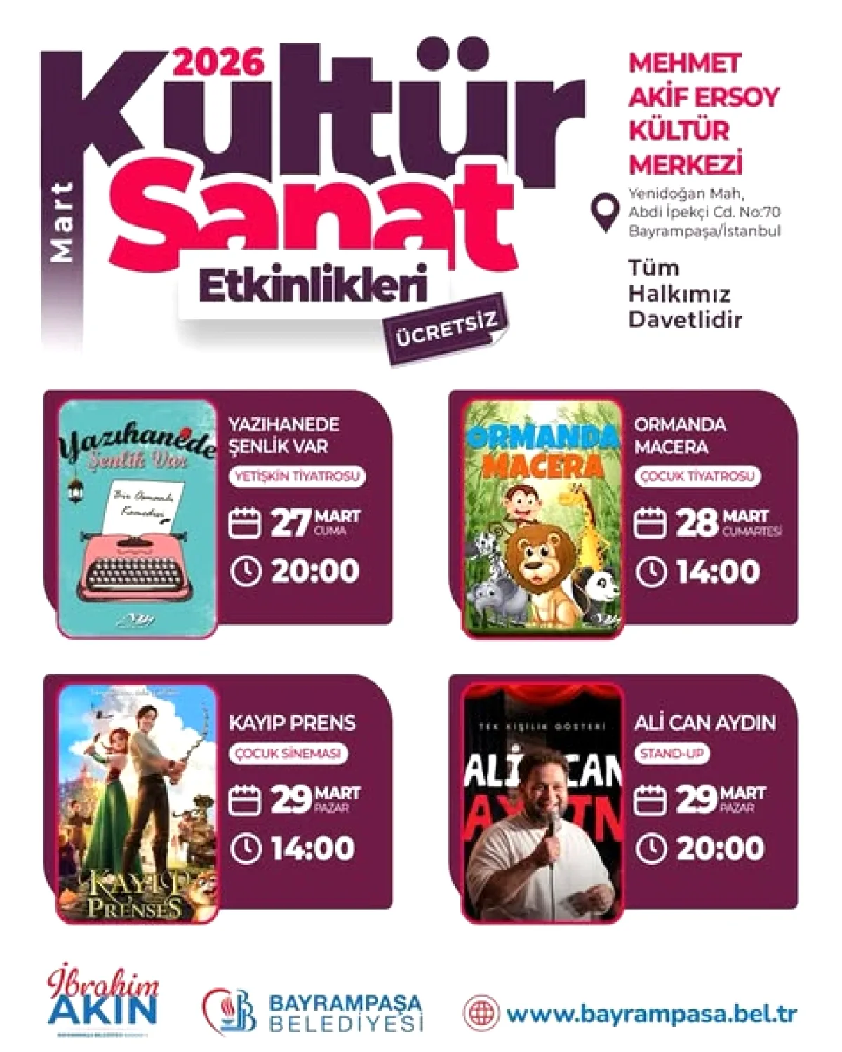 Bayrampaşa'da 3 Günde 4 Ücretsiz Etkinlik: Hafta Sonu Planı Bayrampaşa'da 3 Günde 4 Ücretsiz Etkinlik: Hafta Sonu Planı
