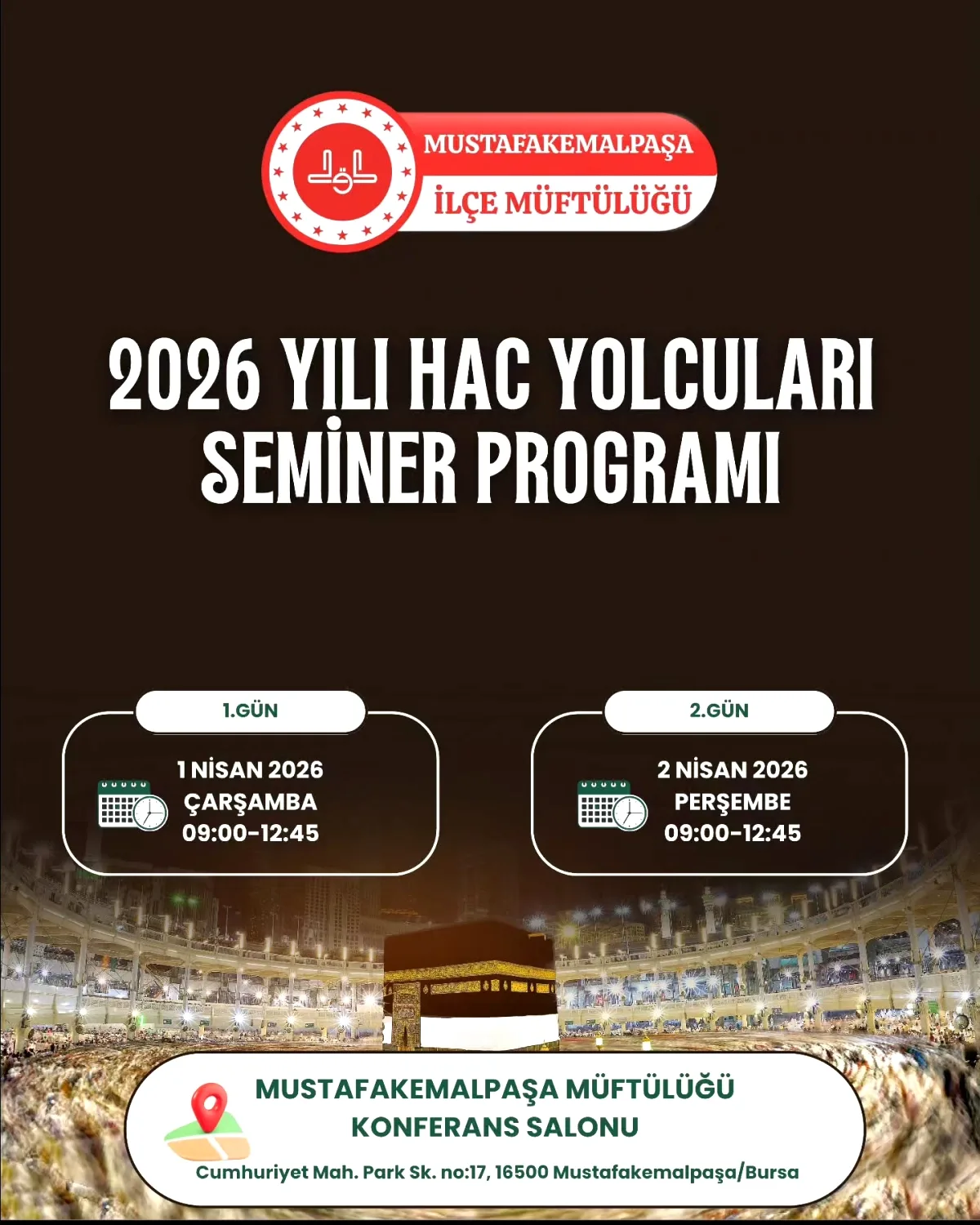 Mustafakemalpaşa'da Hac Adaylarına Eğitim Semineri Düzenlendi Mustafakemalpaşa'da Hac Adaylarına Eğitim Semineri Düzenlendi
