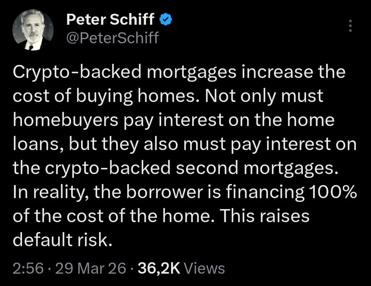 Kripto Destekli Mortgage'lar Ev Satın Alma Maliyetini Artırıyor Kripto Destekli Mortgage'lar Ev Satın Alma Maliyetini Artırıyor