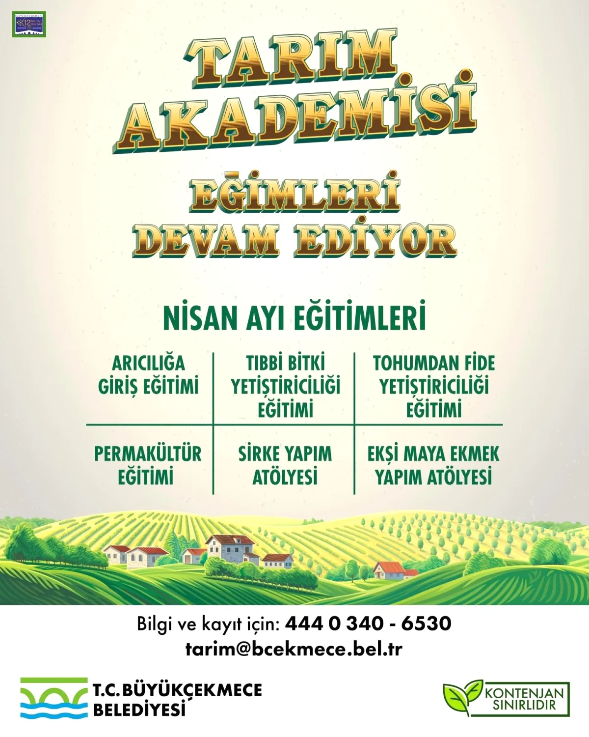 Büyükçekmece Tarım Akademisi Nisan'da: 6 Eğitim Programı Büyükçekmece Tarım Akademisi Nisan'da: 6 Eğitim Programı