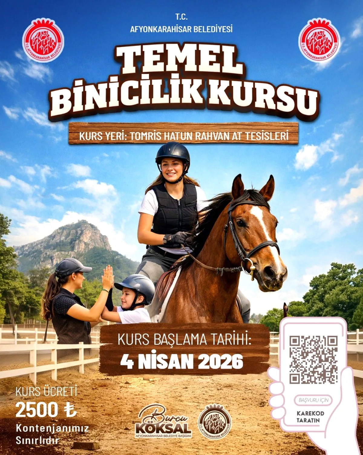 Afyonkarahisar'da Temel Binicilik Kursu 4 Nisan'da Başlıyor Afyonkarahisar'da Temel Binicilik Kursu 4 Nisan'da Başlıyor