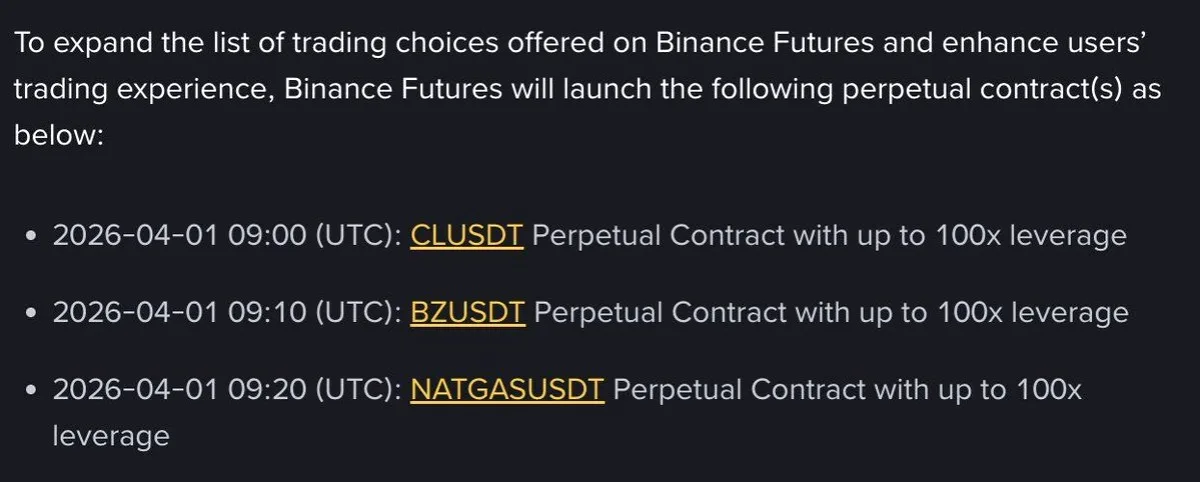 Binance 1 Nisan'da Emtiaya Giriyor: 100x Kaldıraç Fırsatı Binance 1 Nisan'da Emtiaya Giriyor: 100x Kaldıraç Fırsatı