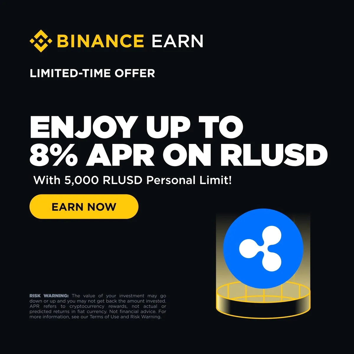 Binance RLUSD İçin %8 APR Fırsatı Sunuyor Binance RLUSD İçin %8 APR Fırsatı Sunuyor