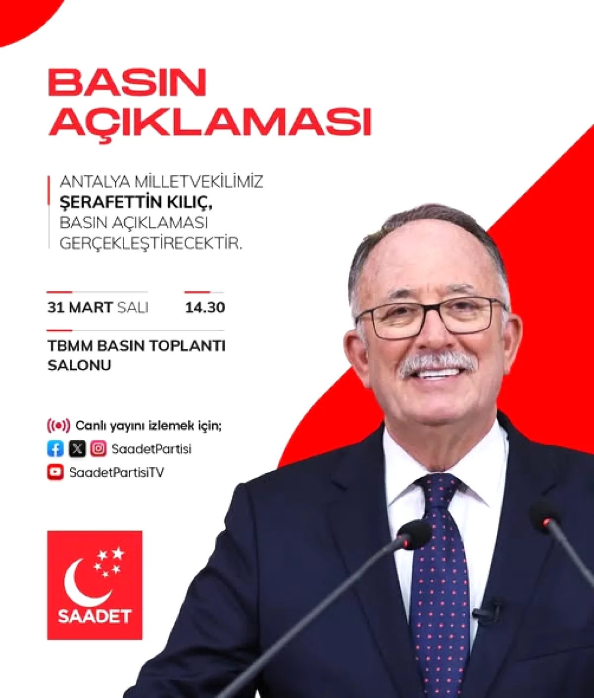 Saadet Partisi TBMM Grup Toplantısı 1 Nisan'da Canlı Saadet Partisi TBMM Grup Toplantısı 1 Nisan'da Canlı