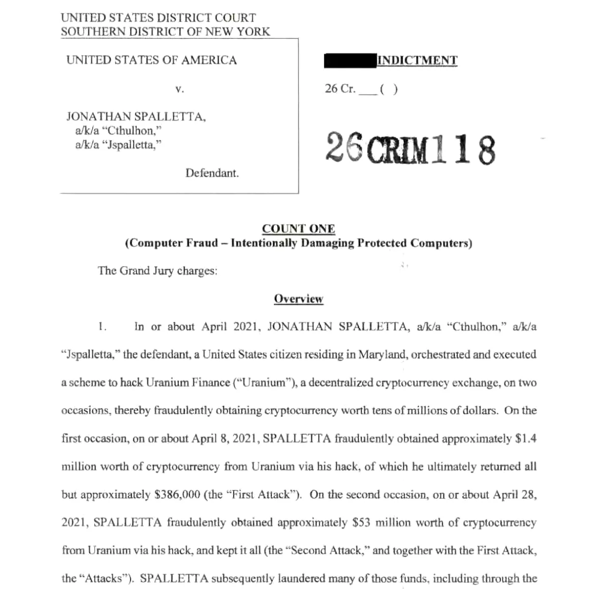 Jonathan Spalletta, 53 Milyon Dolarlık Uranium Finance Hackiyle Suçlandı Jonathan Spalletta, 53 Milyon Dolarlık Uranium Finance Hackiyle Suçlandı