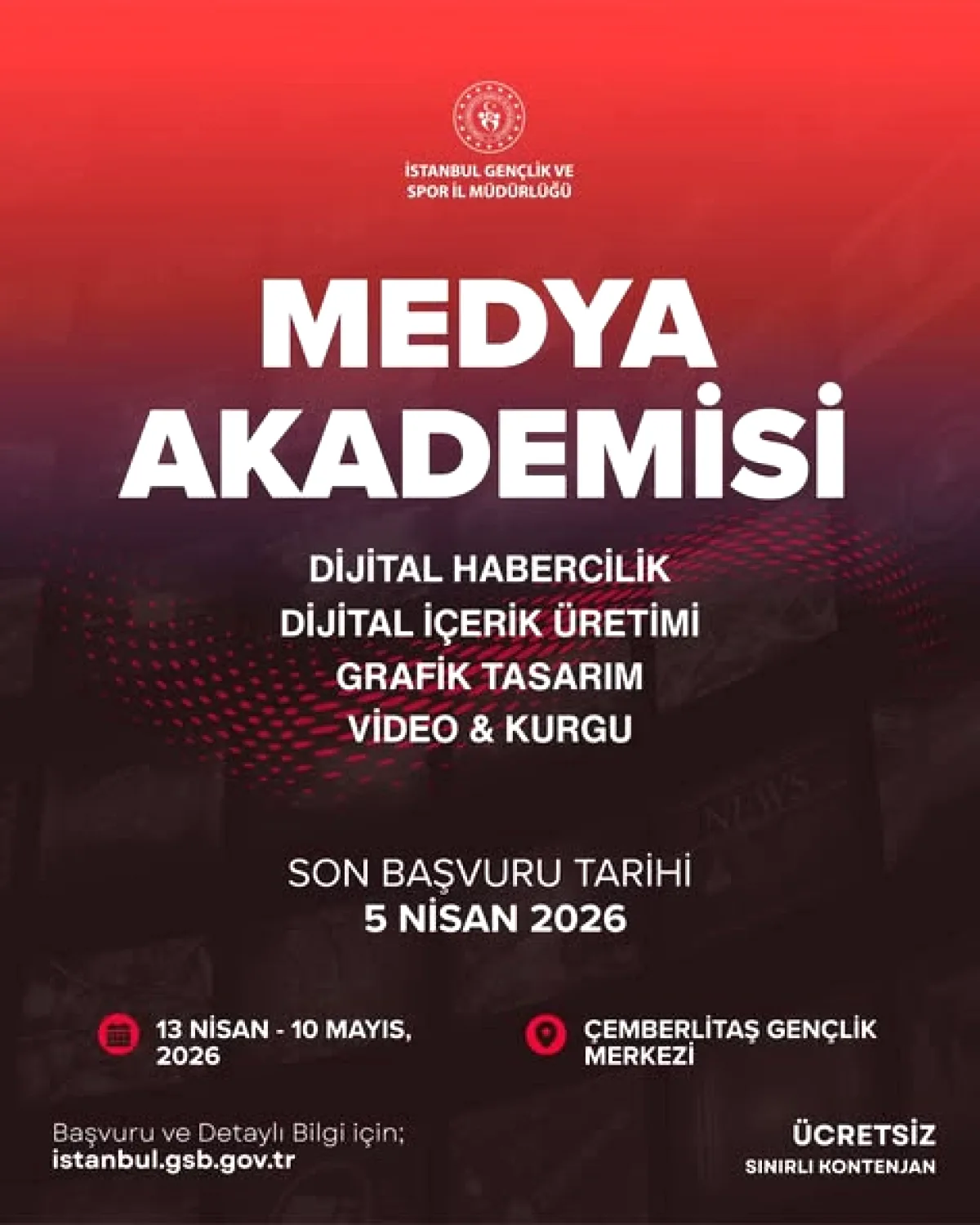 İstanbul'da Ücretsiz Medya Akademisi! Kontenjan Dolmadan Başvurun İstanbul'da Ücretsiz Medya Akademisi! Kontenjan Dolmadan Başvurun