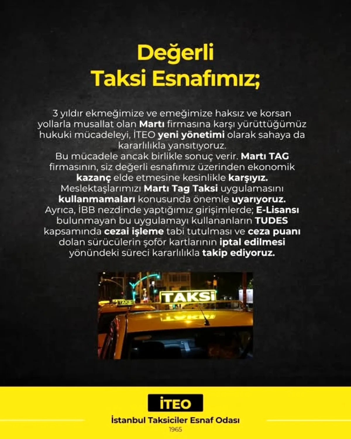 İTEO'dan Martı TAG Uyarısı: Korsan Uygulama Kullanan Sürücülere Ceza Gelebilir İTEO'dan Martı TAG Uyarısı: Korsan Uygulama Kullanan Sürücülere Ceza Gelebilir