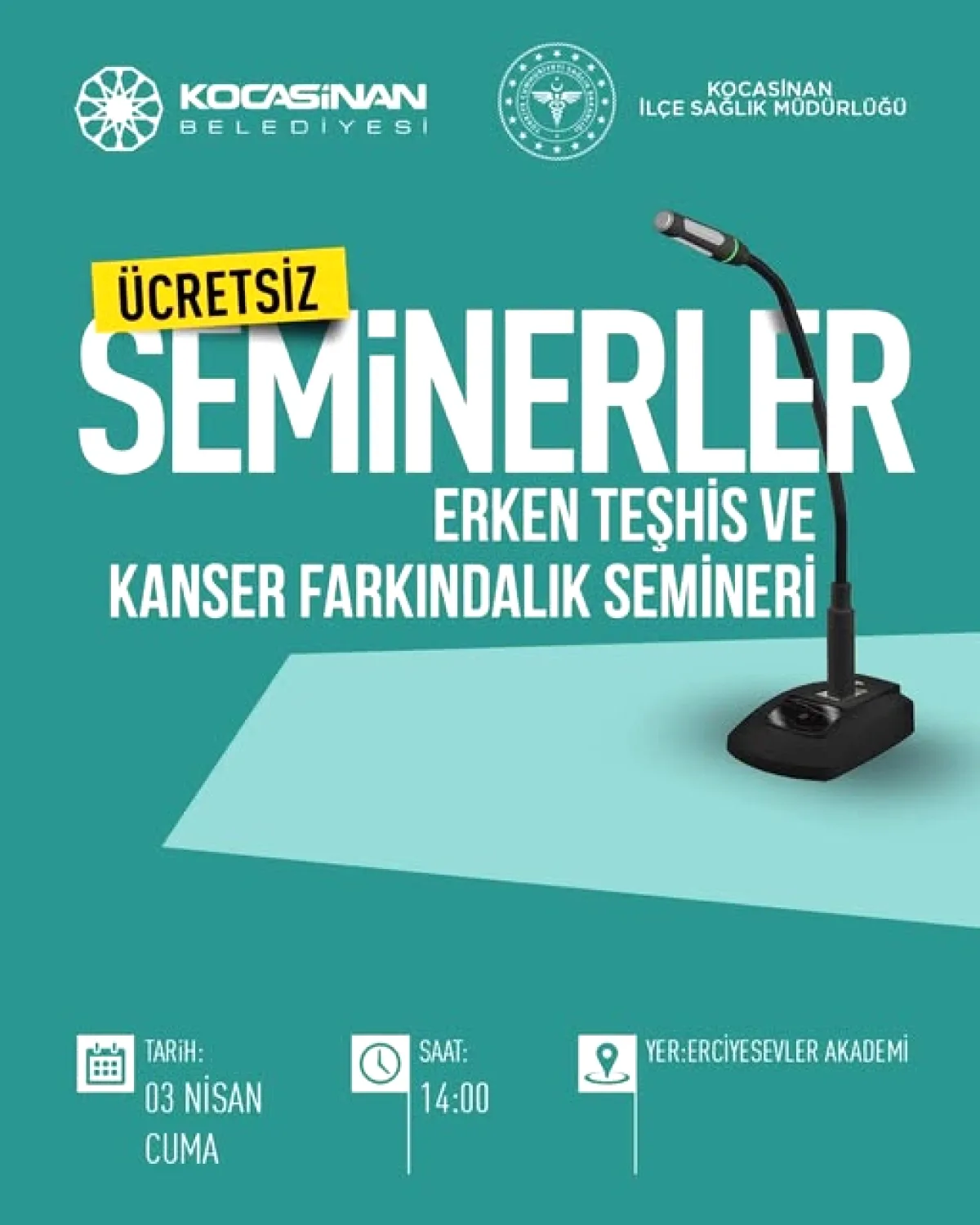 3 Nisan'da Kanser Farkındalık Semineri: Erken Teşhis Hayat Kurtarır! 3 Nisan'da Kanser Farkındalık Semineri: Erken Teşhis Hayat Kurtarır!