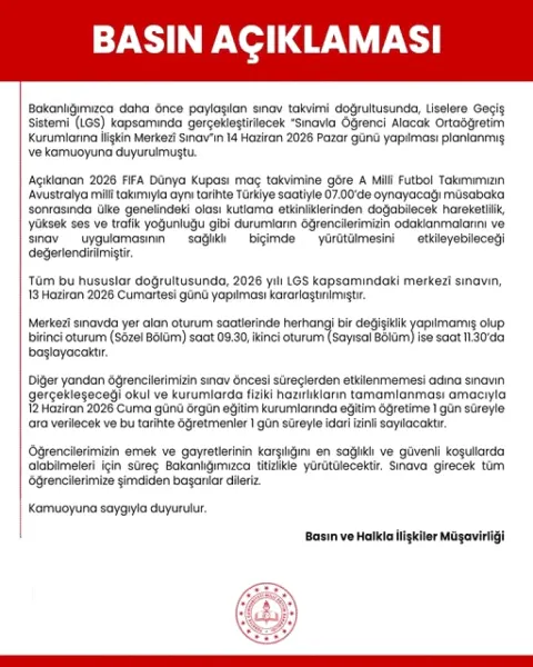 LGS 2026 Tarihi Resmileşti! 13 Haziran'da Yapılacak Merkezi Sınav