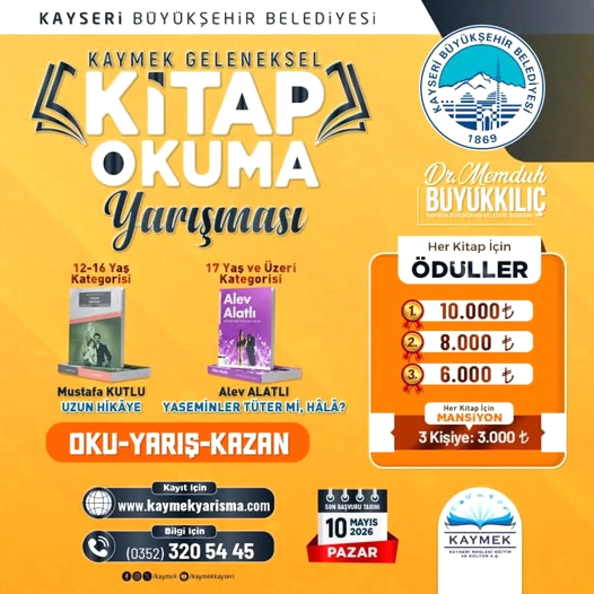 Kayseri'de Kitap Okuma Yarışması Başvuruları Başladı Kayseri'de Kitap Okuma Yarışması Başvuruları Başladı