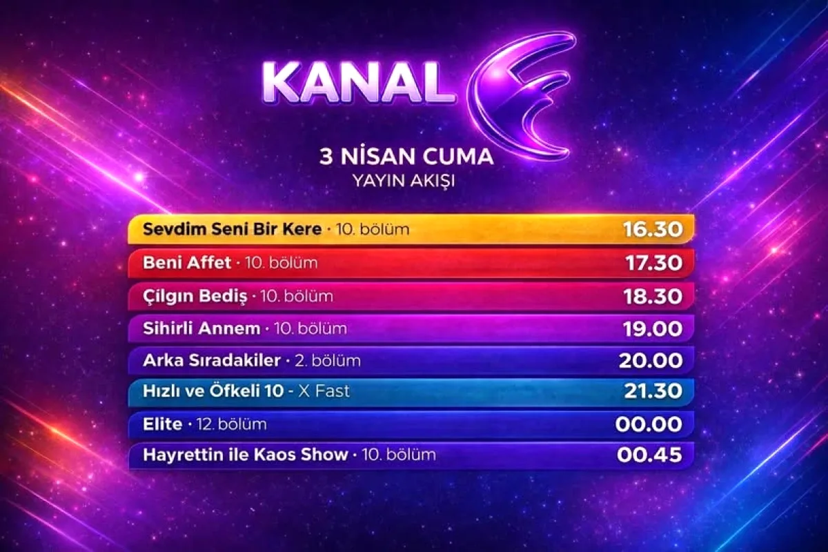 Kanal F Bugünkü Yayın Akışı: 3 Nisan 2026 Canlı Yayın Linki Kanal F Bugünkü Yayın Akışı: 3 Nisan 2026 Canlı Yayın Linki