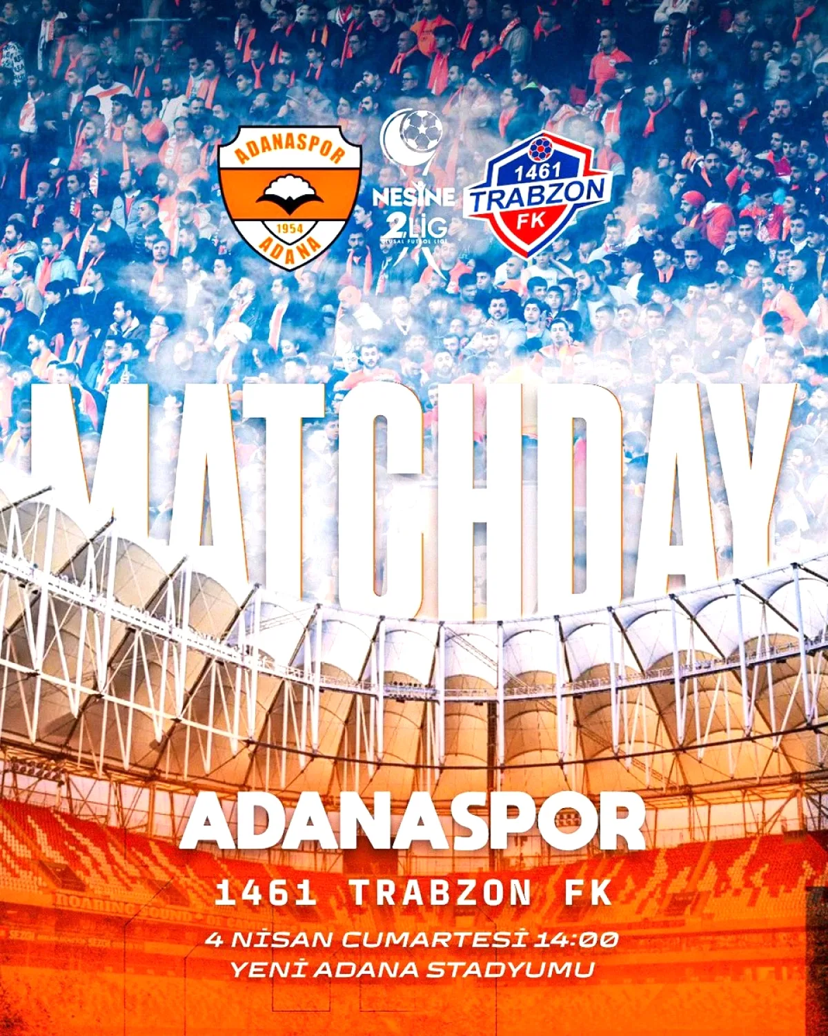 Adanaspor Bugün Sahada! Kritik Maç 14:00'te Başlıyor Adanaspor Bugün Sahada! Kritik Maç 14:00'te Başlıyor