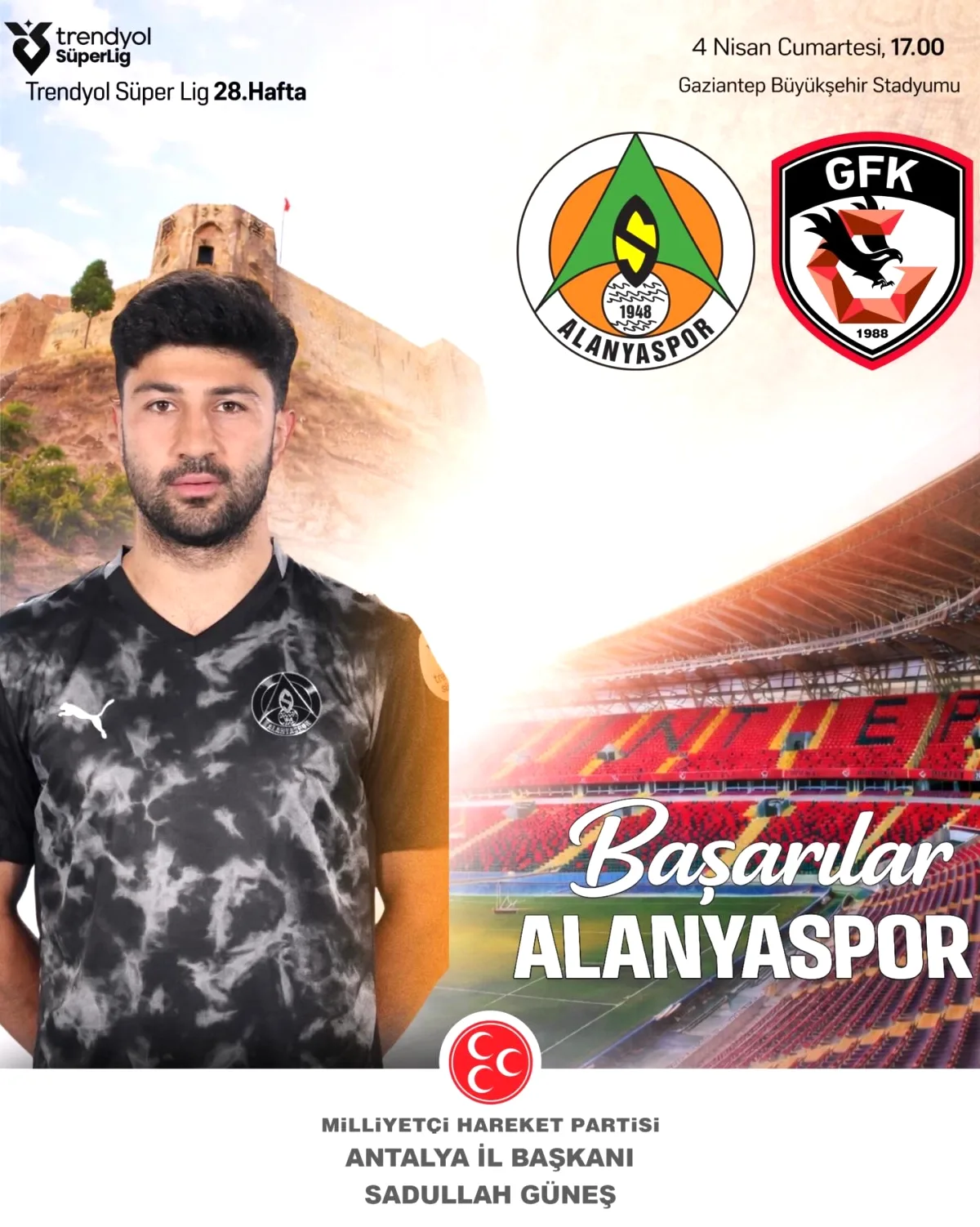 Antalya MHP İl Başkanı Güneş: Alanyaspor'a Başarı Dileği Antalya MHP İl Başkanı Güneş: Alanyaspor'a Başarı Dileği