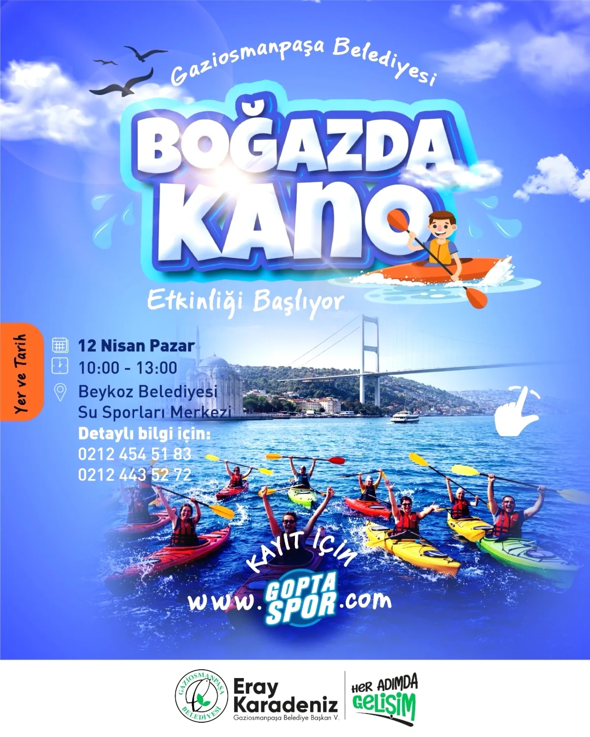 Gaziosmanpaşa'dan Ücretsiz Boğaz Turu: 12 Nisan'da Kano Etkinliği Gaziosmanpaşa'dan Ücretsiz Boğaz Turu: 12 Nisan'da Kano Etkinliği