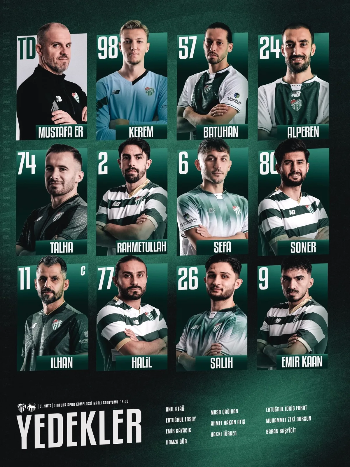 Bursaspor'un Mardin 1969 Spor Kadrosu Açıklandı Bursaspor'un Mardin 1969 Spor Kadrosu Açıklandı