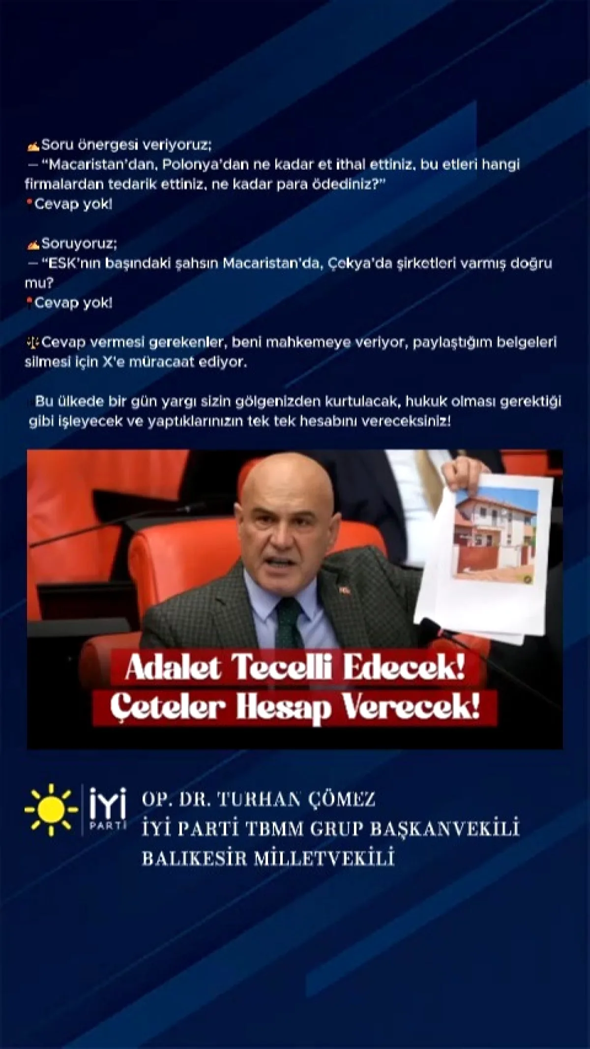 Turhan Çömez'den ESK İddiaları: Et İthalatında Cevapsız Sorular Turhan Çömez'den ESK İddiaları: Et İthalatında Cevapsız Sorular
