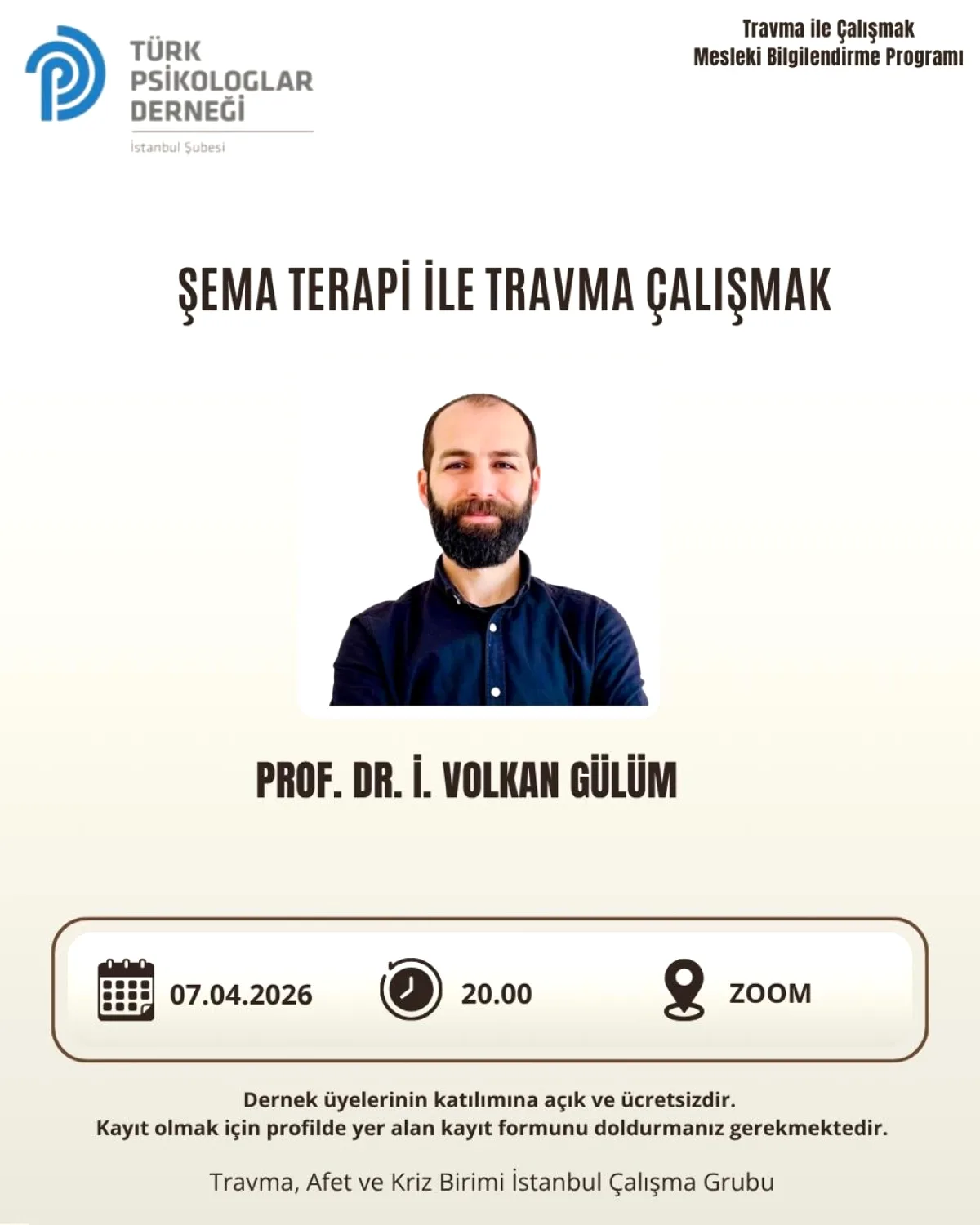 TPD İstanbul'da 7 Nisan'da Şema Terapi ile Travma Çalışmak Oturumu TPD İstanbul'da 7 Nisan'da Şema Terapi ile Travma Çalışmak Oturumu