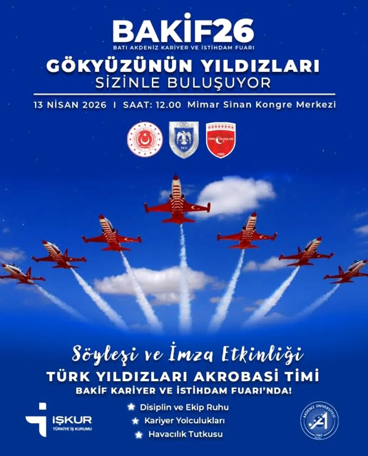 Türk Yıldızları Antalya'da! 13 Nisan'da Pilotlarla Kariyer Buluşması Türk Yıldızları Antalya'da! 13 Nisan'da Pilotlarla Kariyer Buluşması